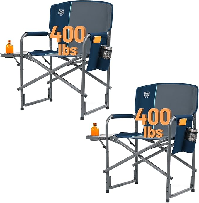 TIMBER RIDGE Aluminum Oversized Camping Chair, Lightweight Portable Directors Chair with Side Table Detachable Side Pocket...