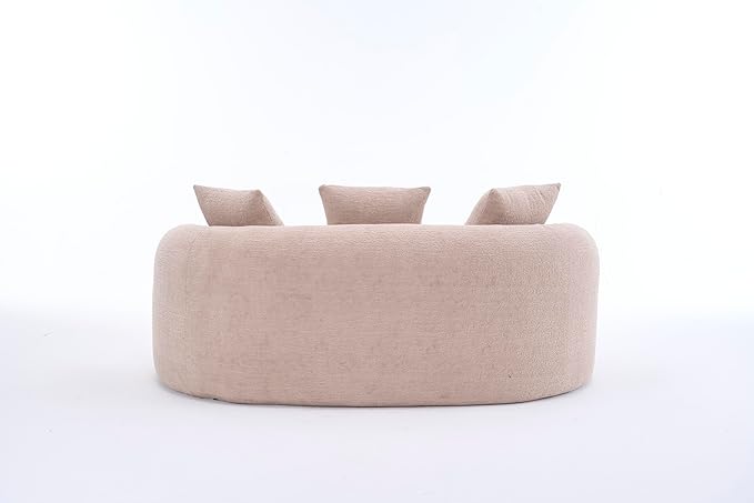 110" Oversized Modern Curved Cloud Sectional Sofa, Luxury Plush Chenille 4-Seater Deep Wide Seat Couch with 4 Pillows, No Assembly Needed Apartment Living Room Furniture, Apricot Cream