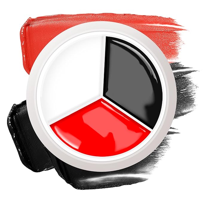 White Black Red Face Body Paint,Blendable Halloween Face Body Paint Clown Special Effects Makeup Kit,Highly Pigmented Washable Cream Body Painting for Halloween Clown Cosplay Theme Parties Costume