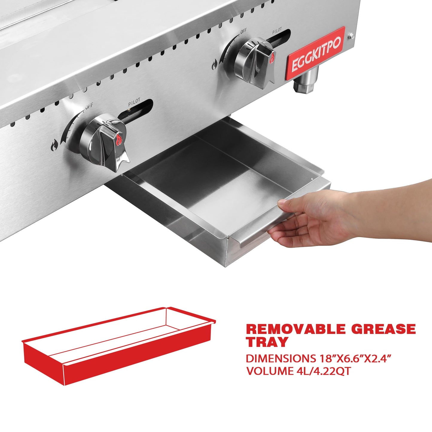 EGGKITPO 36 Inch CSA Certified Commercial Propane/Natural Gas Griddle Manual Controls 90,000 BTU Countertop Flat Top Grill Hot Plate with Independeent Knob 3 Burners Teppanyaki Grill for Restaurant
