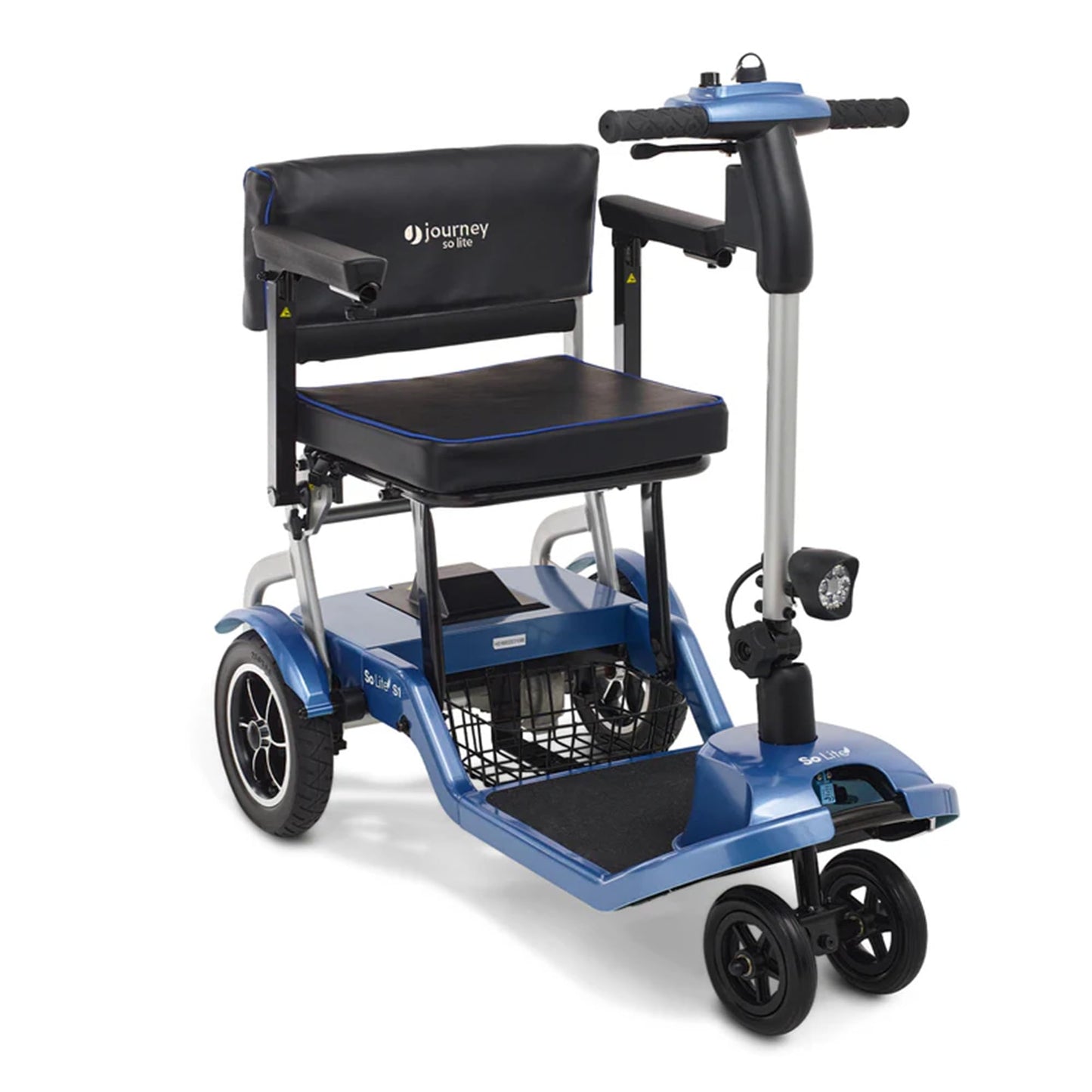 Journey So Lite Folding Power Scooter, 5 mph Max Adjustable Speed, 8-Mile Range, 24V Lithium Battery, Lightweight & Portable for Mobility, Blue