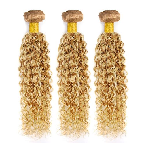 Blonde Human Hair Bundles 613 Curly Wave Bundle P27/613 Hair Weave 3 Bundles 20 22 24 inch Brazilian Remy Blonde Color 300g