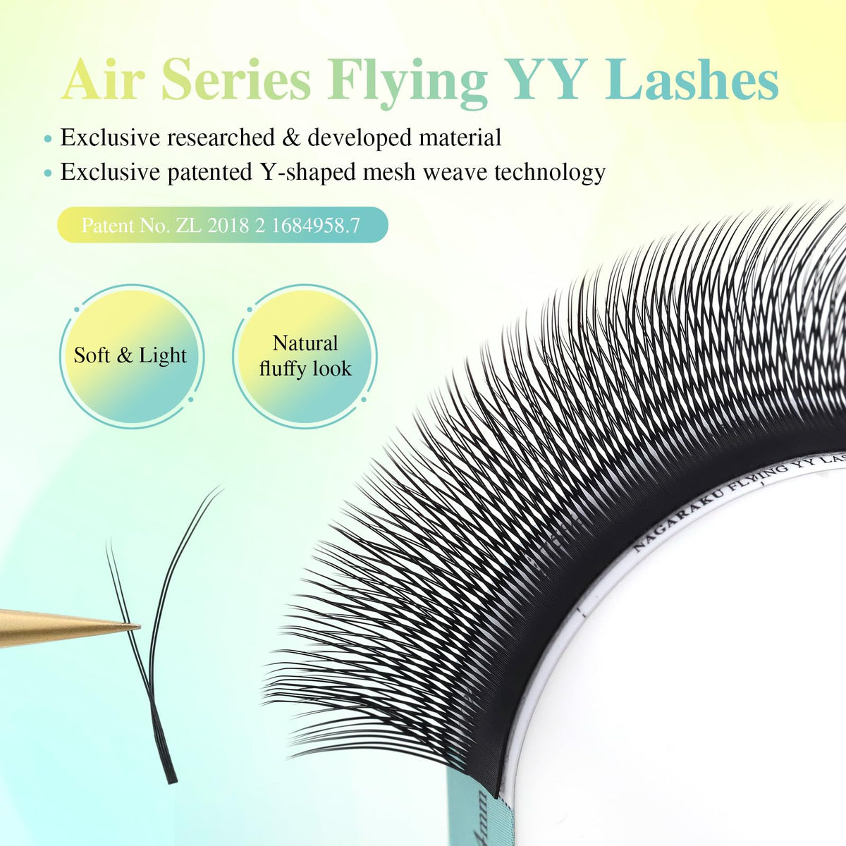 NAGARAKU Flying YY Eyelash Extensions Supplies y lash 0.07mm C curl 11mm Premade Fans 4D Russian Volume Y Shape Faux Mink Matte
