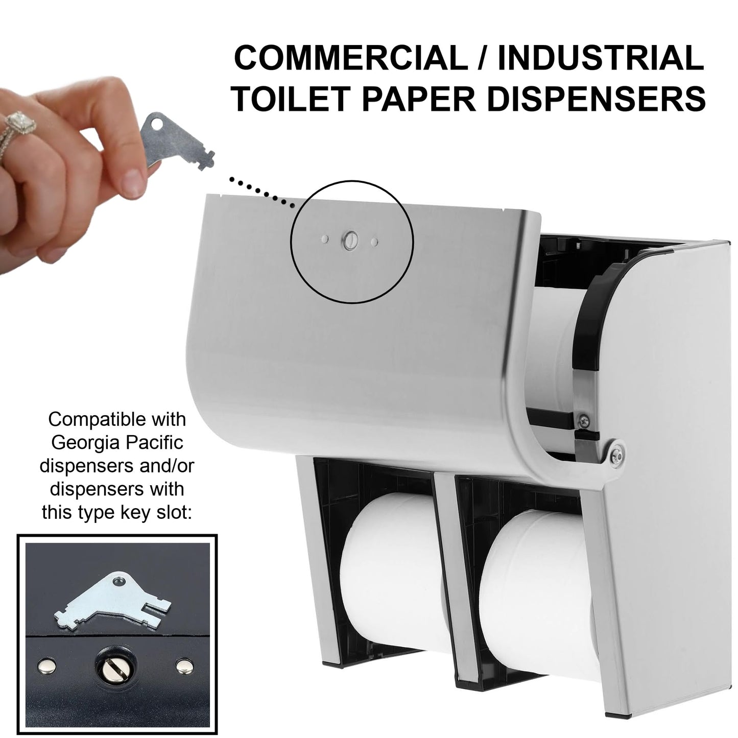Paper Towel Dispenser Key for Georgia Pacific Commercial Machines - Also Fits GP Toilet Paper and Soap Dispensers, 3-pk
