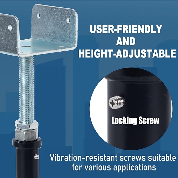 YXGJDP 4 Pack U-Shaped Floor Jack - Adjustable Steel Beam Support for 4x2, 4x4, 4x6 Joists Heavy Duty Screw Jack with U-Head Telepost & House Jack.9-13 Inch Adjustment Range.