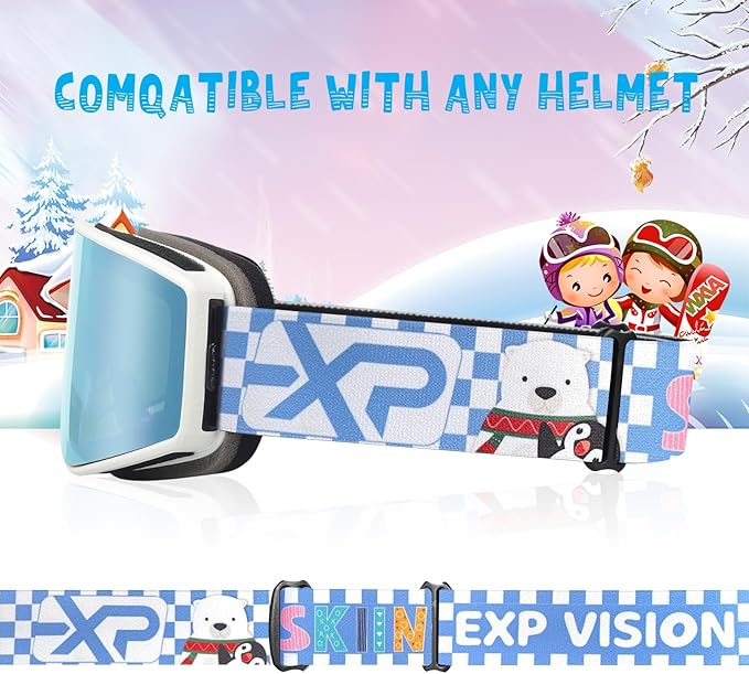 EXP VISION Ski/Snowboard Goggles Parent-child Snow Goggles Over Glasses for Men, Women Youth Kids
