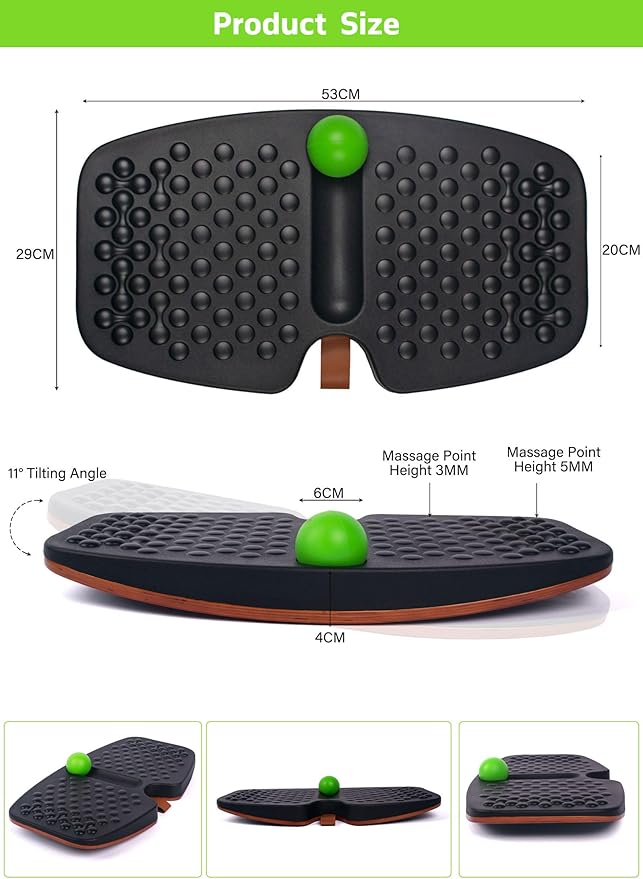 Acdet Balance Board with Slidable Ball, Black Wooden Standing Desk Board for Standing Work, 23.5 x 24 x 12'', Office Work and Muscle Relaxation, Foot Massage Balance Board to Relieve Fatigue, Adult Use up to 300 lbs