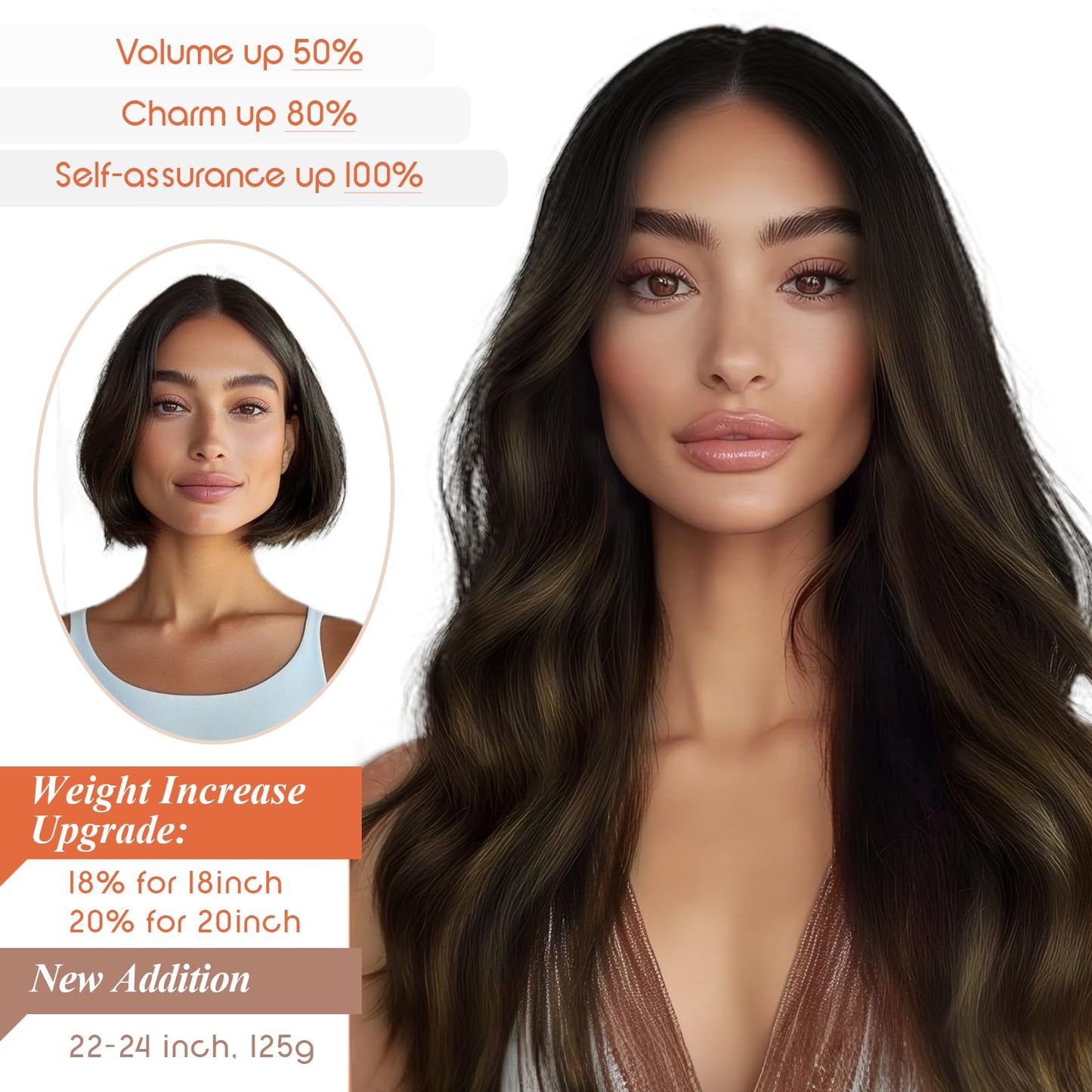 Sunny Wire Hair Extensions Real Human Hair Fish Line Human Hair Extensions Invisible Wire Extensions Darkest Brown Ombre Medium
