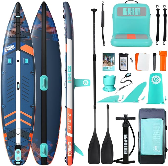 Niphean PRO (Extra Large) Paddle Board, 12'6" Stand Up Inflatable Paddle Board with Seat, Pressure Gauge, Multifunctional ...