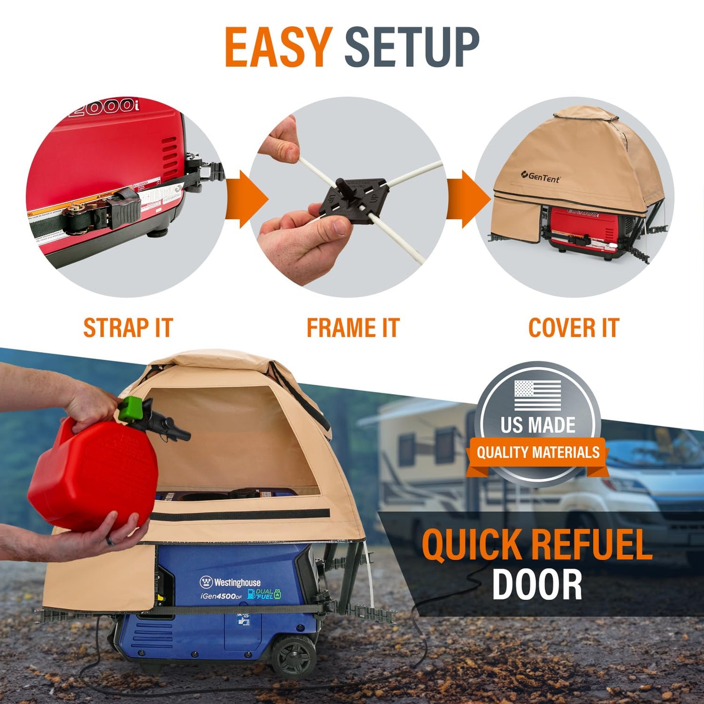 GenTent Inverter Running Cover – Generator Tent for Fully Encased Inverters (Tan, Original - Standard)