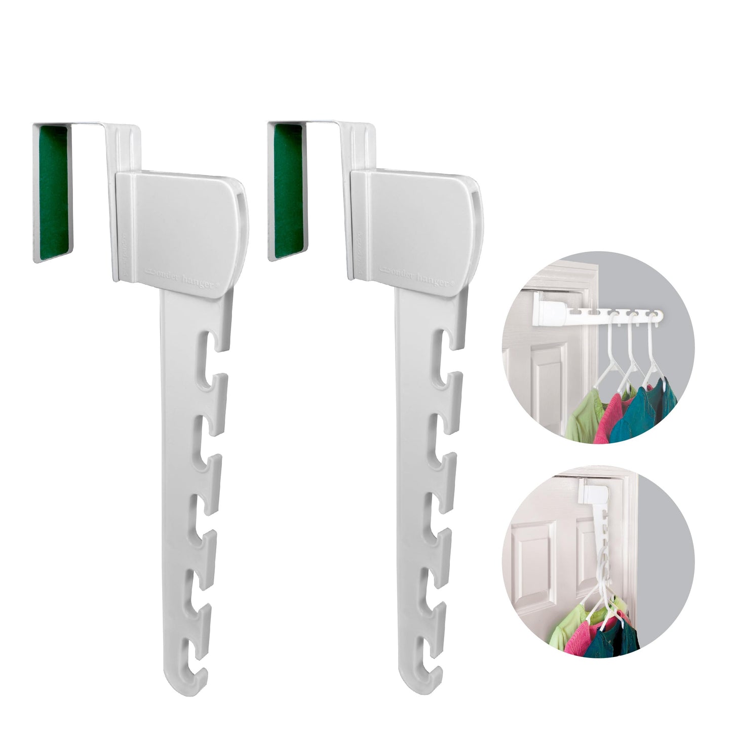 Wonder Hanger Over The Door 2-Pack Organizer for Clothes Hangers, Space-Saving Cascading Hanger Hooks, White