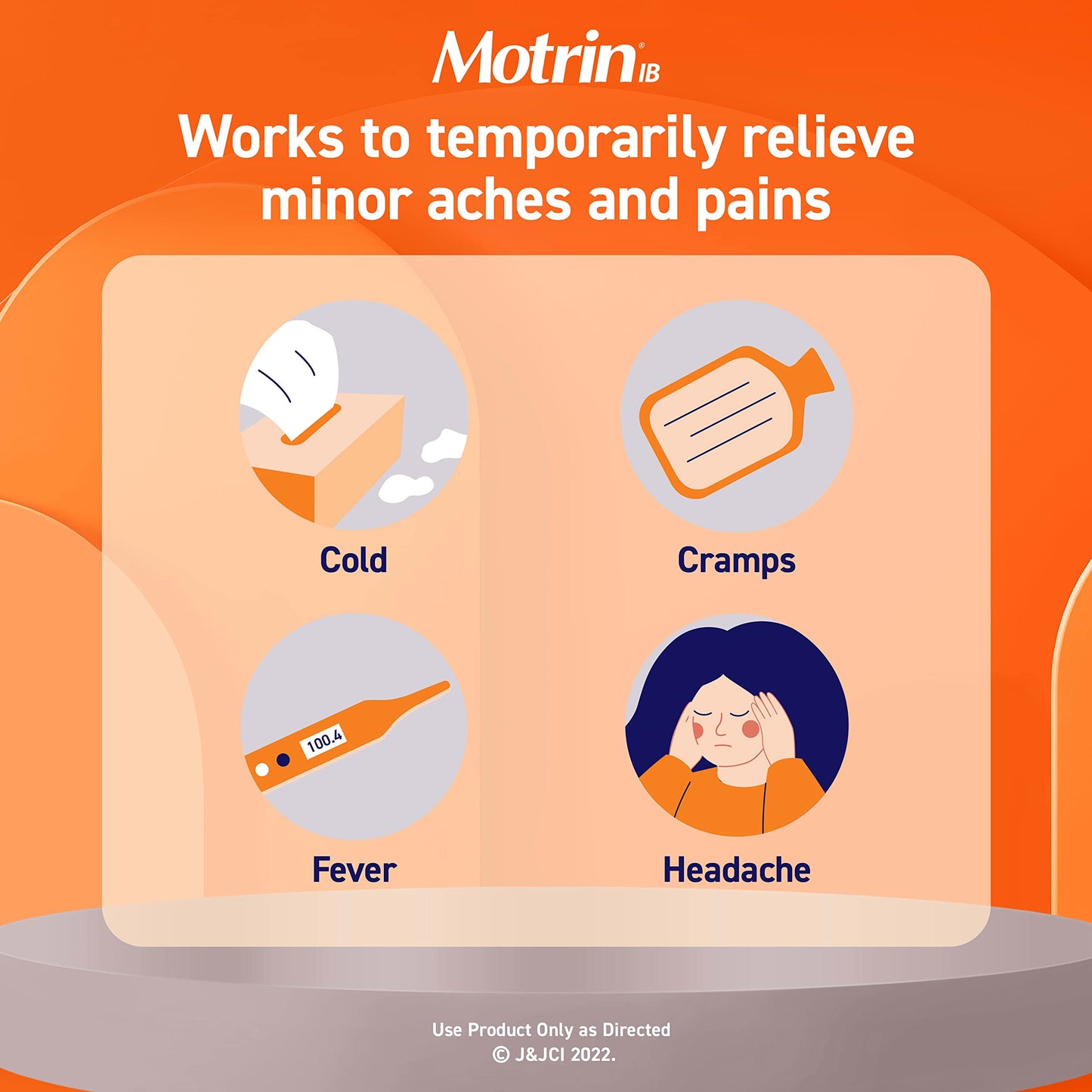 Motrin IB Liquid Gels with 200mg Ibuprofen per Caplet, Pain Reliever & Fever Reducer for Adults, Relief from Minor Arthritis Pain, Muscle Aches, Headache, Menstrual Cramps & Backache, 120 ct