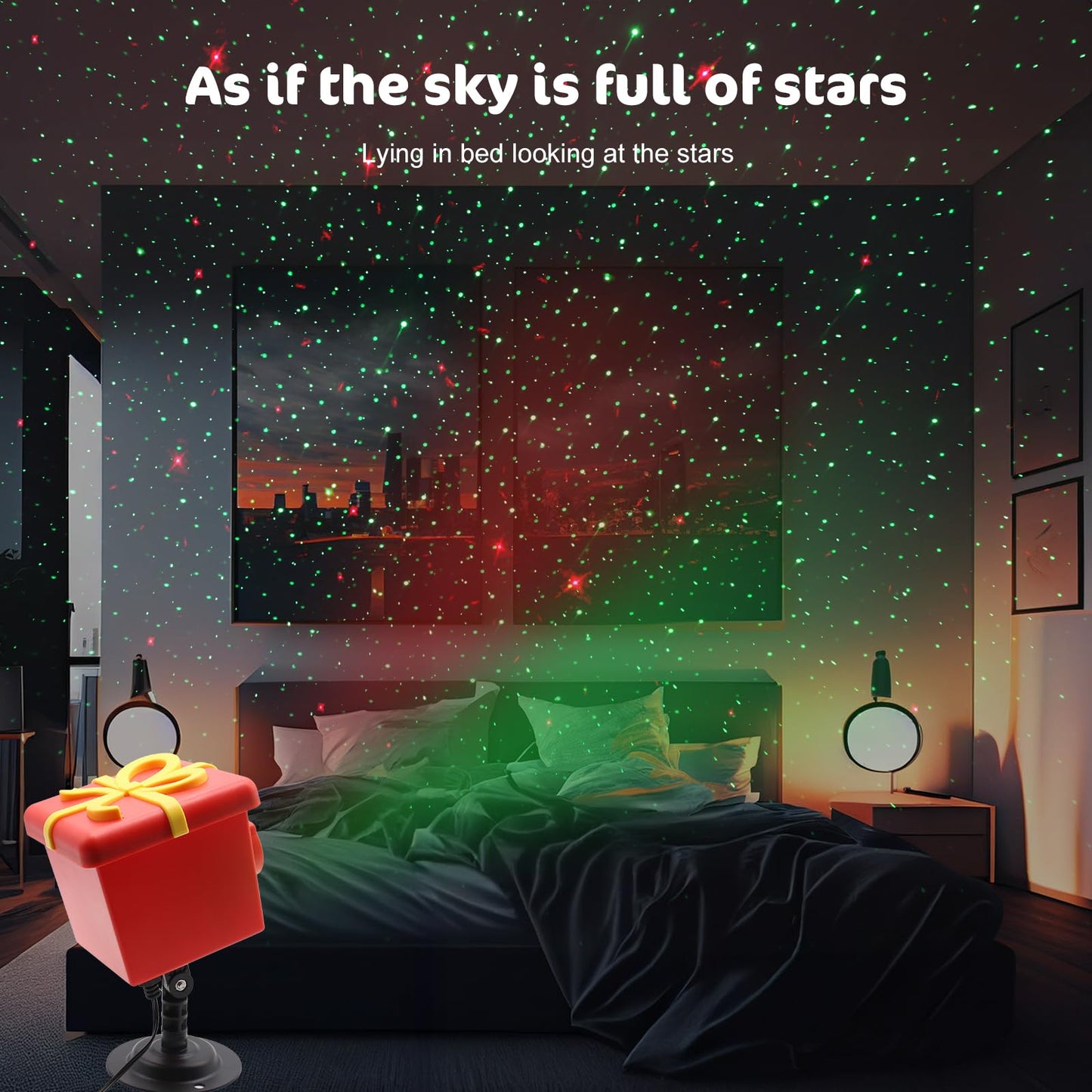 Christmas Halloween 13 Patterns Themes Gift Box Projector Lamp¡ê?Led Projector Lights with Remote Control¡ê?IP65 Waterproof Garden Decoration Lights,Indoor Outdoor Holiday Decor,Festival Gifts