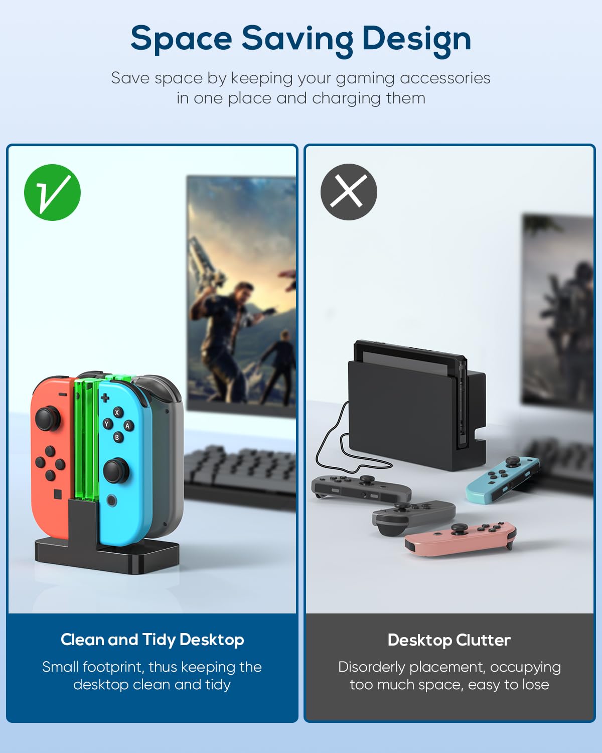 Charging Dock Replacement For Joycon Controller Charger For Switch Oled Console For Joy Cons, Dock Station For Switch Accessorie