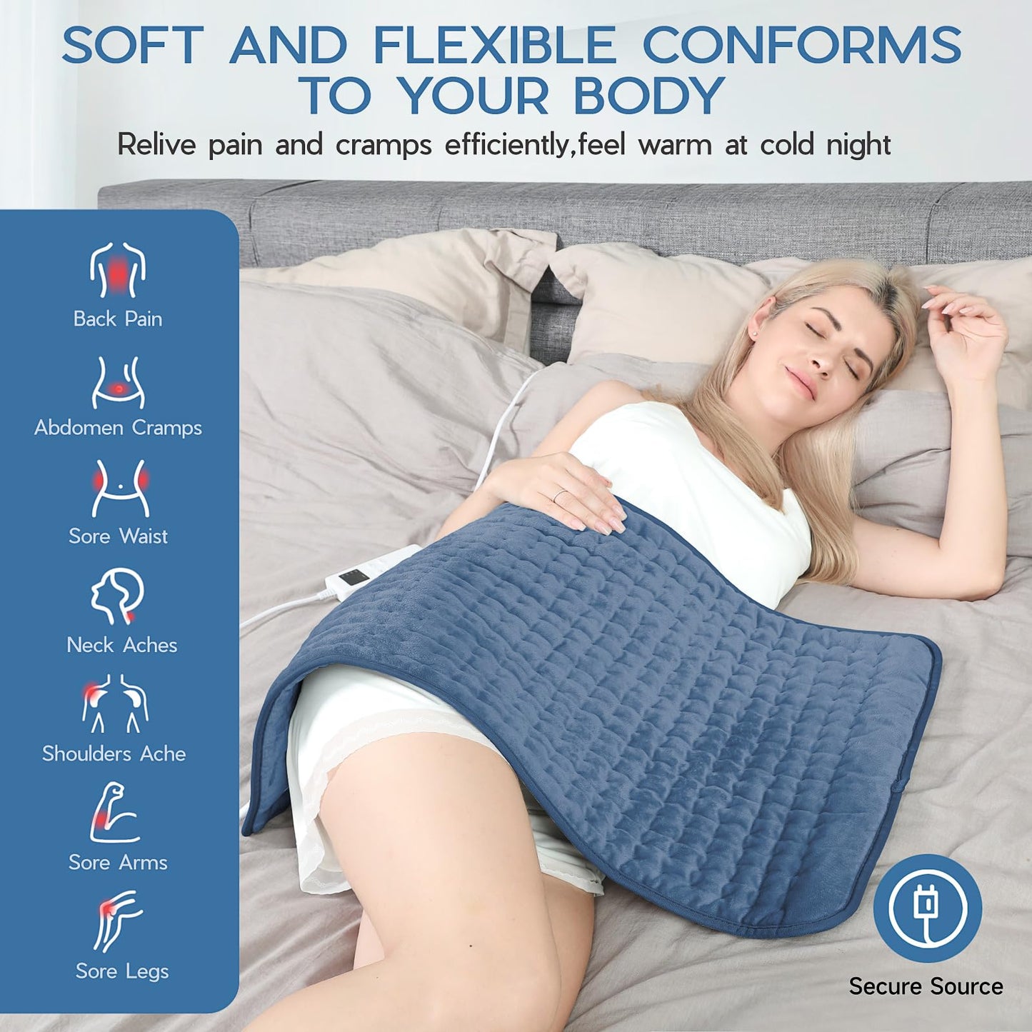 Large Heating Pad for Back Pain Relief, Electric Heating Pad for Neck and Shoulders, Auto Shut Off, Fast Heat, Christmas Gifts for Women Men, Birthday Gifts for Mom Dad (17'' x 33)