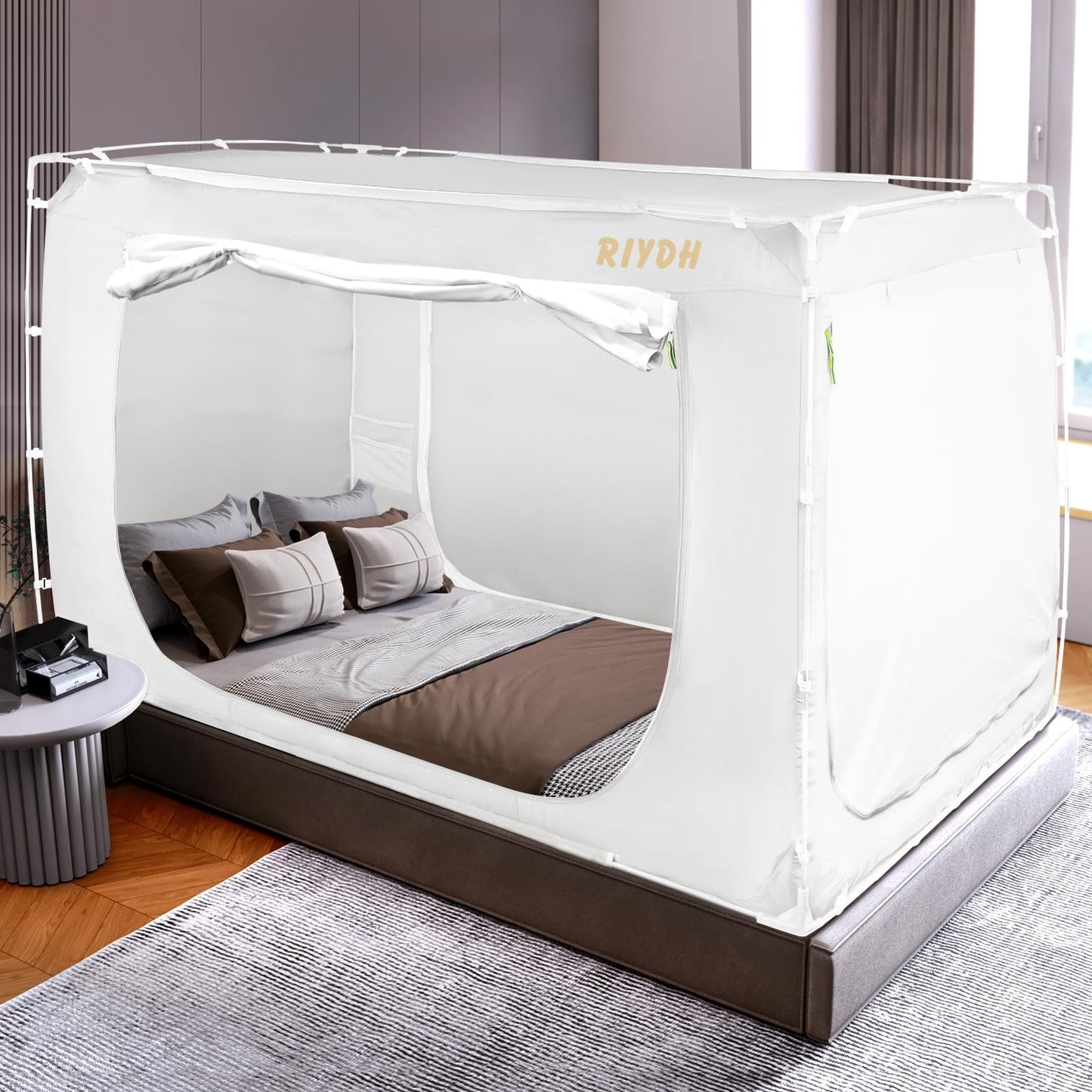RIYDH Bed Tent Bed Canopy Full Size Tents for Adult and Kids- Original Design Portable Dream Tent Indoor Sleeping Tents 70% Blackout with 3 Doors Breathable Big Space Tents
