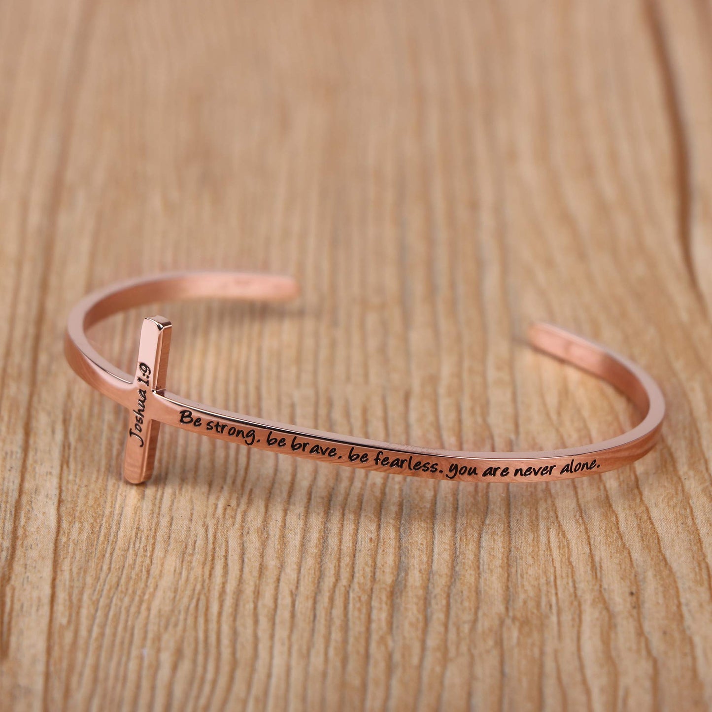Be Strong Be Brave Be Fearless You Are Never Alone Joshua 1:9 Christian Bracelets for Women Stainless Steel Bible Verse Bracelet