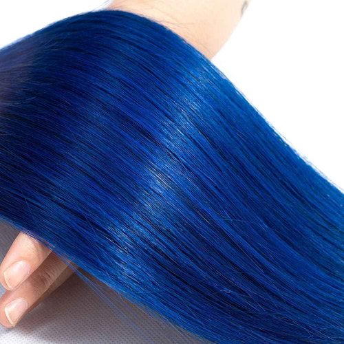 Habiliana Bundles Human Hair 16 18 20 Inch Straight T1B Blue Human Hair Bundles 11A Unprocessed Brazilian Virgin Quick Weave Hair Extensions for Black Women