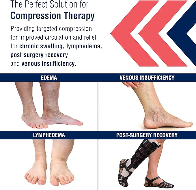EXTREMIT-EASE Compression Garment 30-50 mmHg Lower Leg Compression Wrap - Ideal for Mild to Moderate Lymphedema Swelling, Venous Insufficiency, and Post-Op Edema