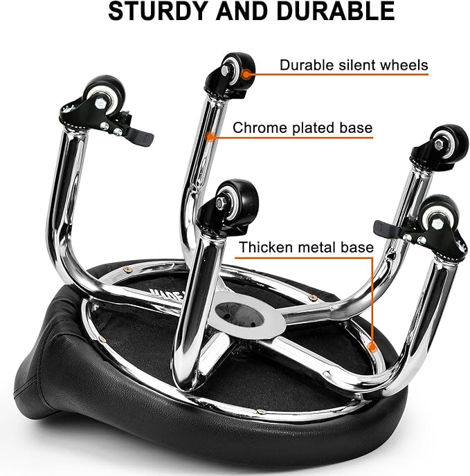 FLOLXNB Low Stool with Back, Low Height Rolling Chair, Low Stool with Wheels for Garage Shop Home Office,L