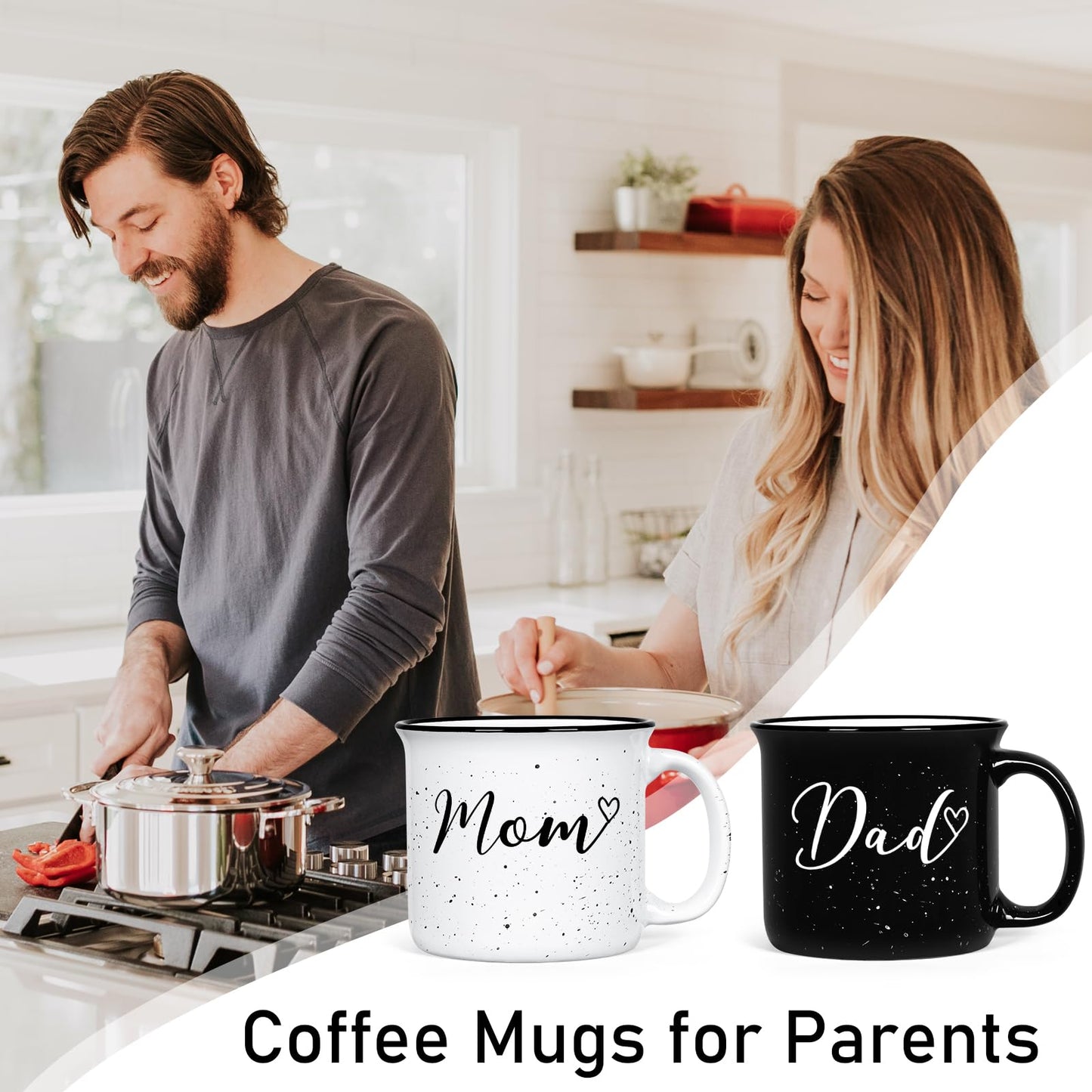 YHRJWN New Parents Mugs Set - Mom & Dad Gifts for Couples, Perfect for Mothers Day, Fathers Day & Christmas, 15 Oz Each