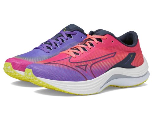 Mizuno Women's Wave Rebellion Flash Running Shoe, High/Vis Pink/Ombre Blue, 6