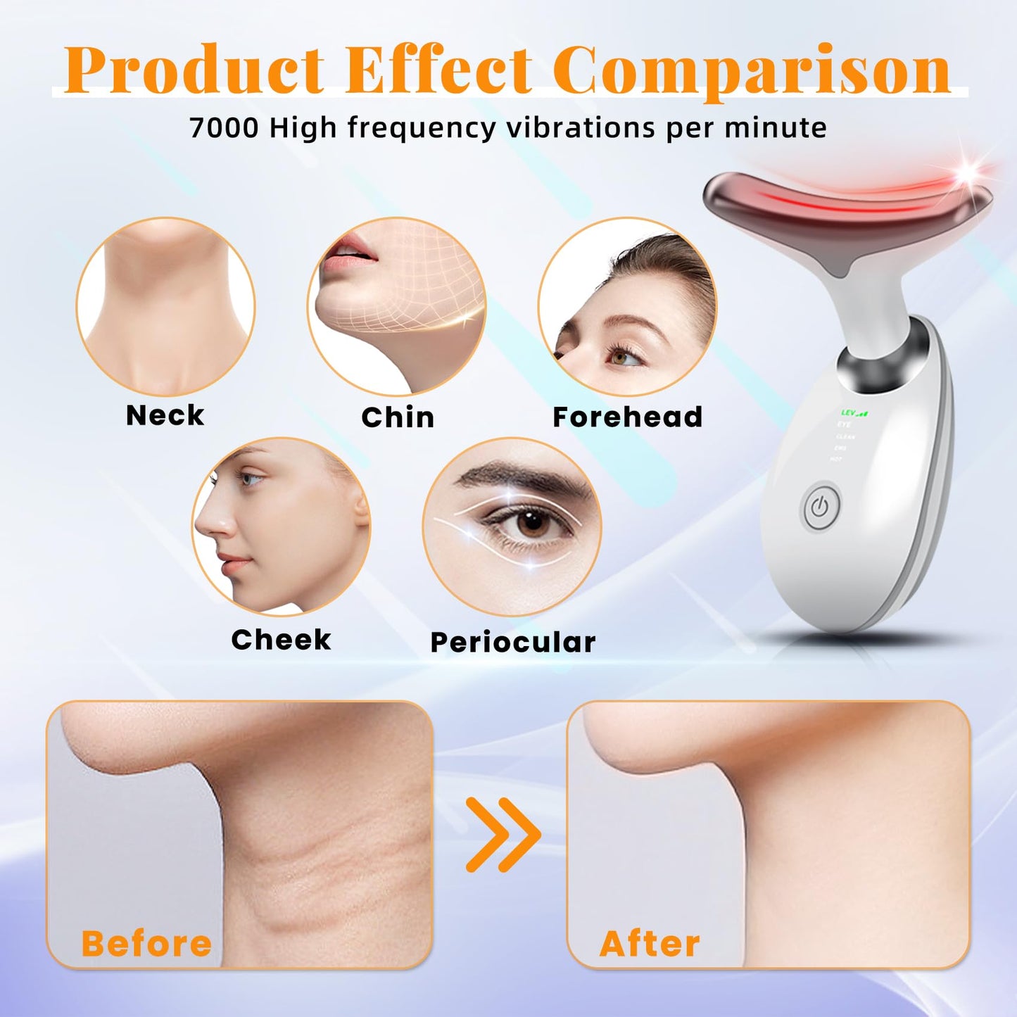 Face and Neck Massager Light Therapy, Face Massager Tool for Women, 7 Color Face Neck Massager, Face Sculpting Tool, Facial Mass