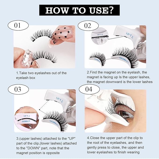 Elara Craft Magnetic Lashes,Magnetic Lashes Kit,2025 New Magnet Eyelashes with Applicator Natural Look,No Glue Needed Reusable Eyelashes Kit for Women(06+03)