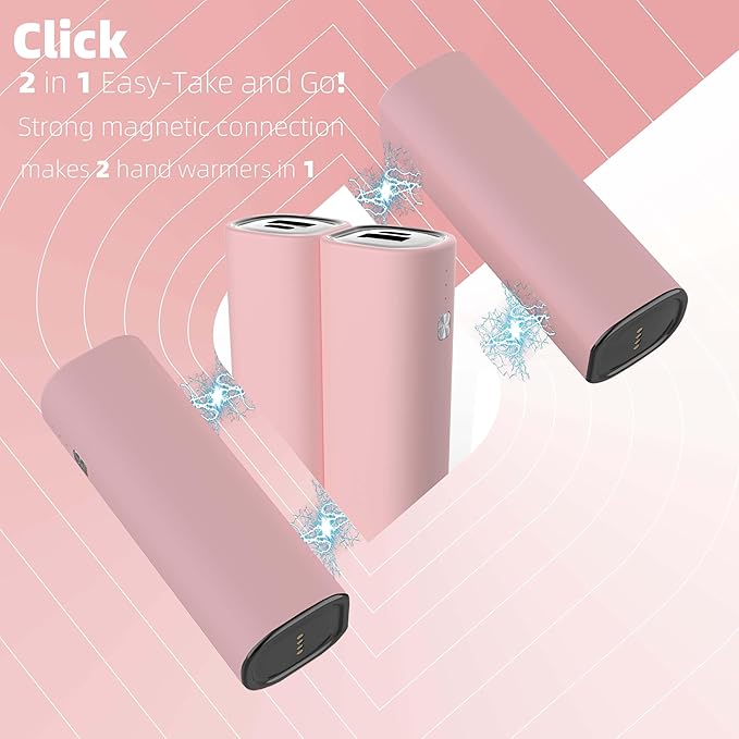 Hand Warmers Rechargeable 2 Pack, 10000 mAh Electric Hand Warmer,360°Surround Heat Magnetic Electric Handwarmer,3 in 1 Reusable Electric Heater & Power Bank with Fast Charging Station