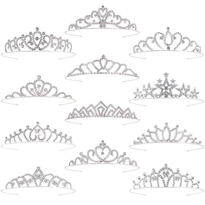 Tihebax 12 Pcs Tiaras Crowns Headbands for Women Girls Silver Princess Tiara Bulk Crown Tiaras Rapunzel Crown for Wedding ...