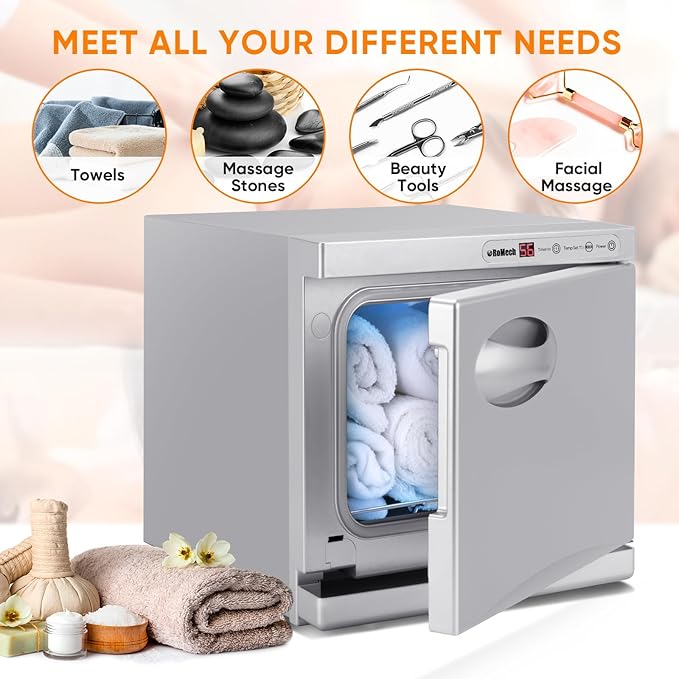 ROMECH 8L Hot Towel Warmer Cabinet, Professional Towel Heater with LED Temperature Display Setting, Towel Warmers for Spa Massage Salon Home (Silver, 8L)