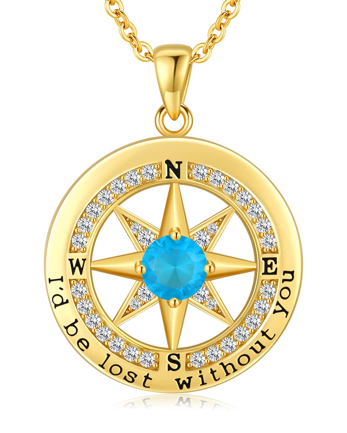 S925 Necklace Gift for Wife, Compass Jewelry Women Anniversary, Sterling Silver Girlfriend Birthday Gifts for Her Valentines Id