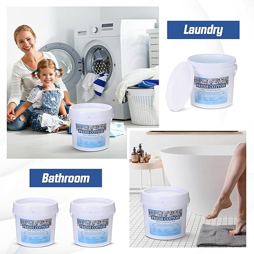 Nuanchu 2 Pack 1 Gallon Odor Absorber Gel Air Freshener & Odor Eliminator Fresh Cotton Scent Deodorizer Remover for Strong Smells Home Office Garages Commercial Buildings Outdoor