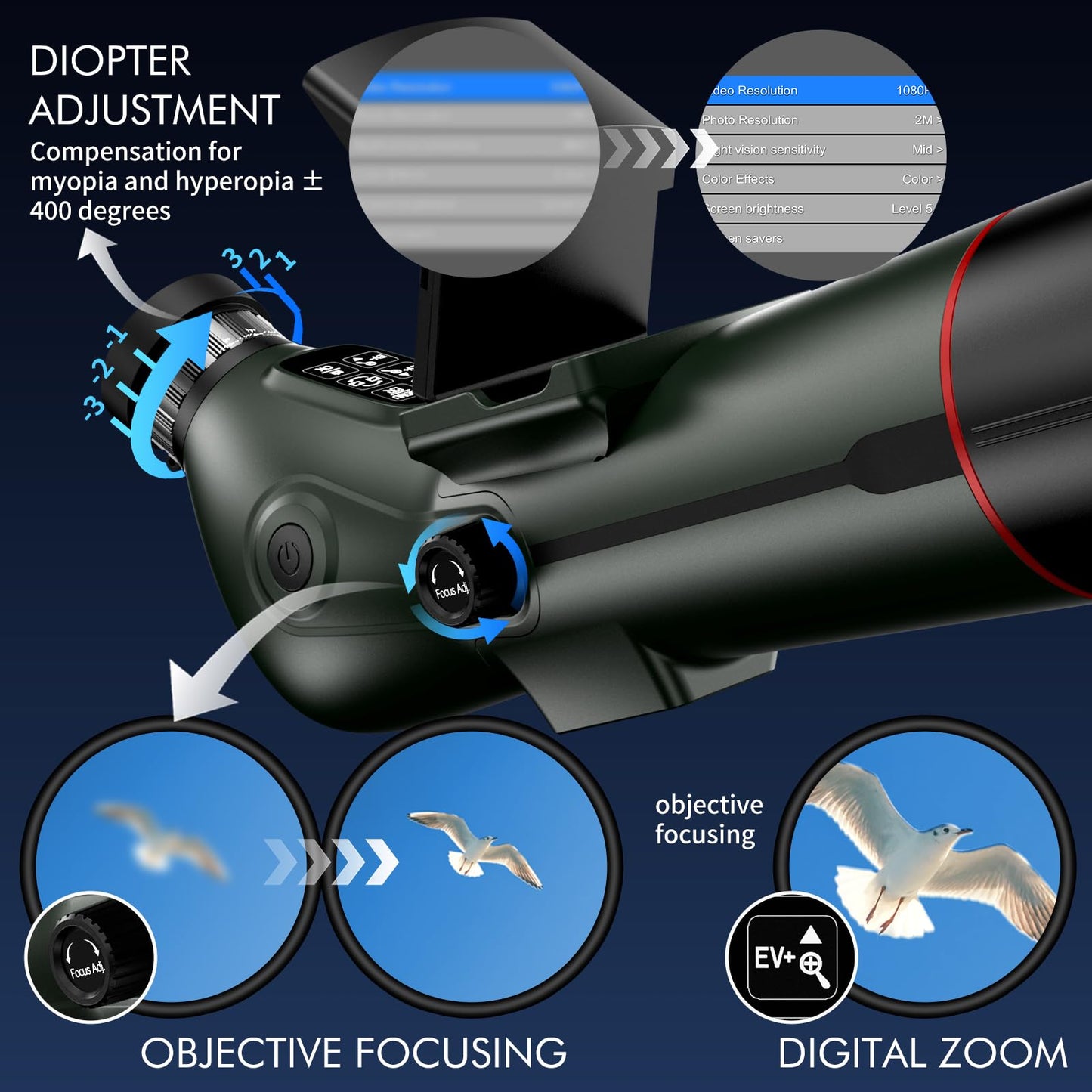 Smart Telescope with Desktop Tripod,Electronic Telescopes with 4K Astrophotography Camera,78mm Large Objective Lens, Portable Refractor Telescope Bird Watching, Wildlife Viewinghun