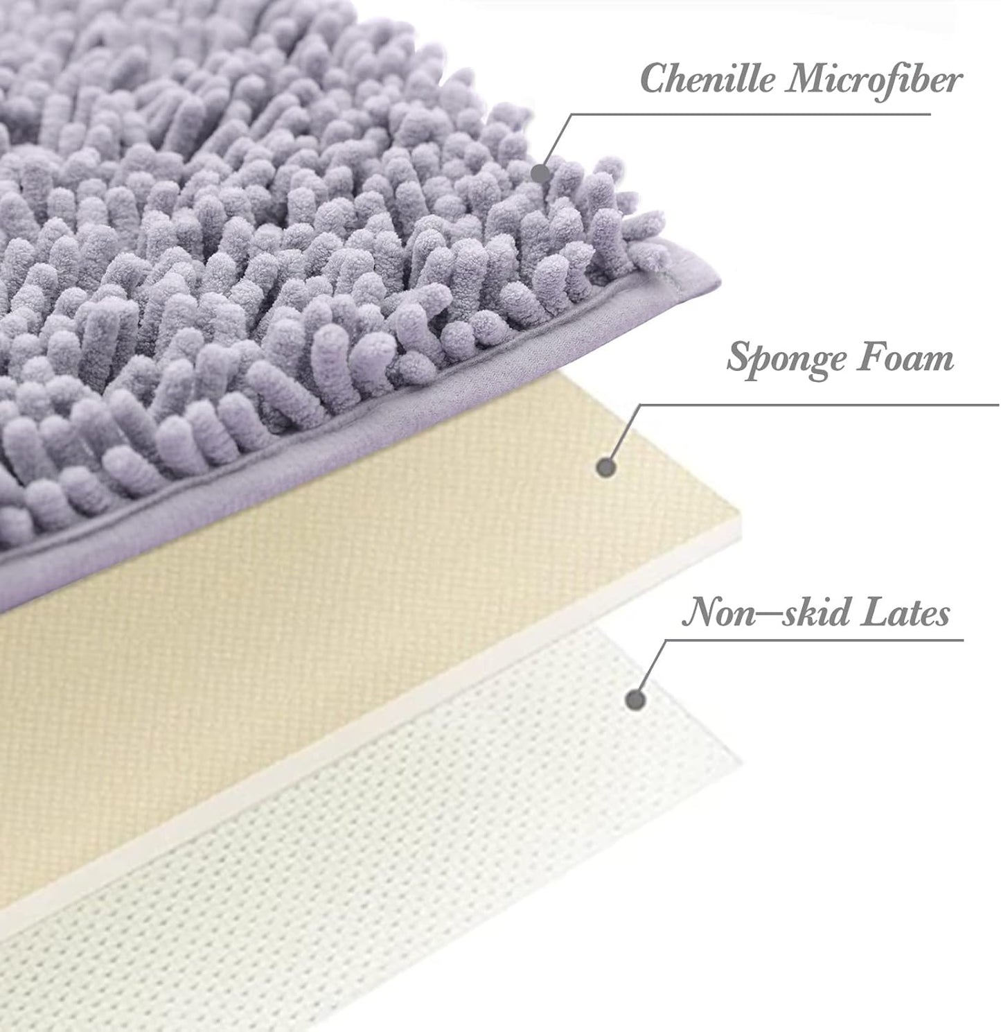Non-Slip Bath Rug,Extra Soft Microfiber Bedroom Shag Carpet with Anti-Slip Backing,Water/Dust Absorbent Fast Dry Shower Mat,Sound Insulated Stairs Pad,Machine Washable (Grey,17 x 27 Inches)