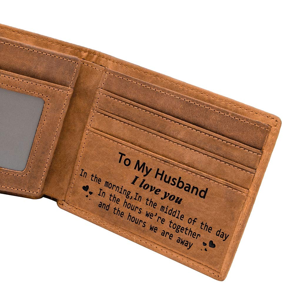 Kenon Personalized Leather Wallet Father's Day Birthday Gift For Husband, Engraved RFID Blocking Bifold Stylish Wallet For Husband Valentine's Day Christmas Gifts