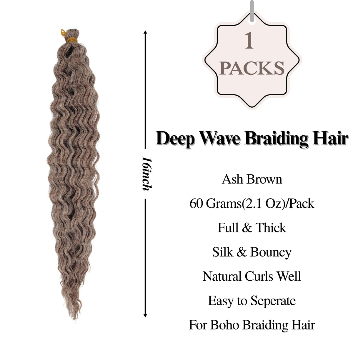 Ash Brown Bob Braiding Hair Pre stretched Curly Short Braiding Hair for Boho Braids Hypoallergenic Knotless Braids