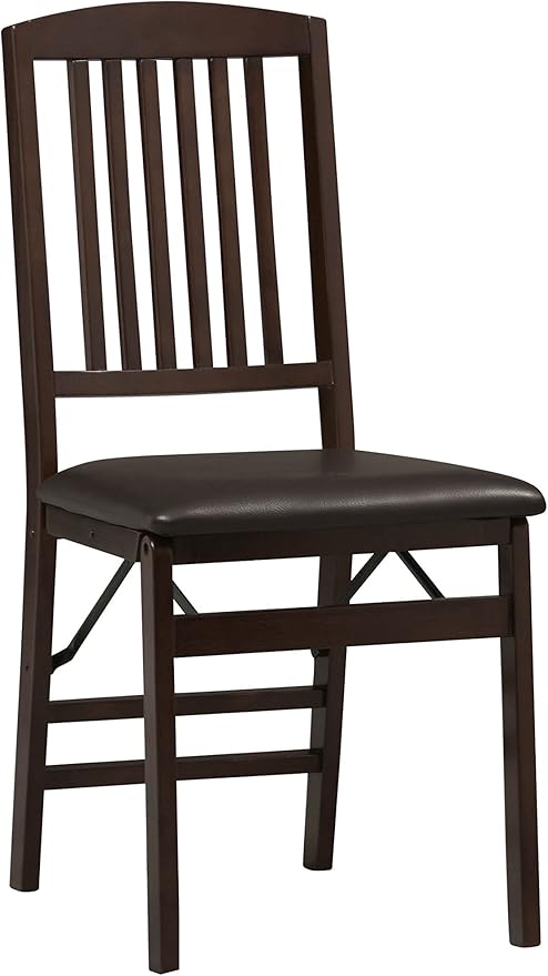 Linon 01825ESP-02-AS-U Triena Mission Back Set of 2 Folding Chair, 17" w x 20" d x 36" h, Brown