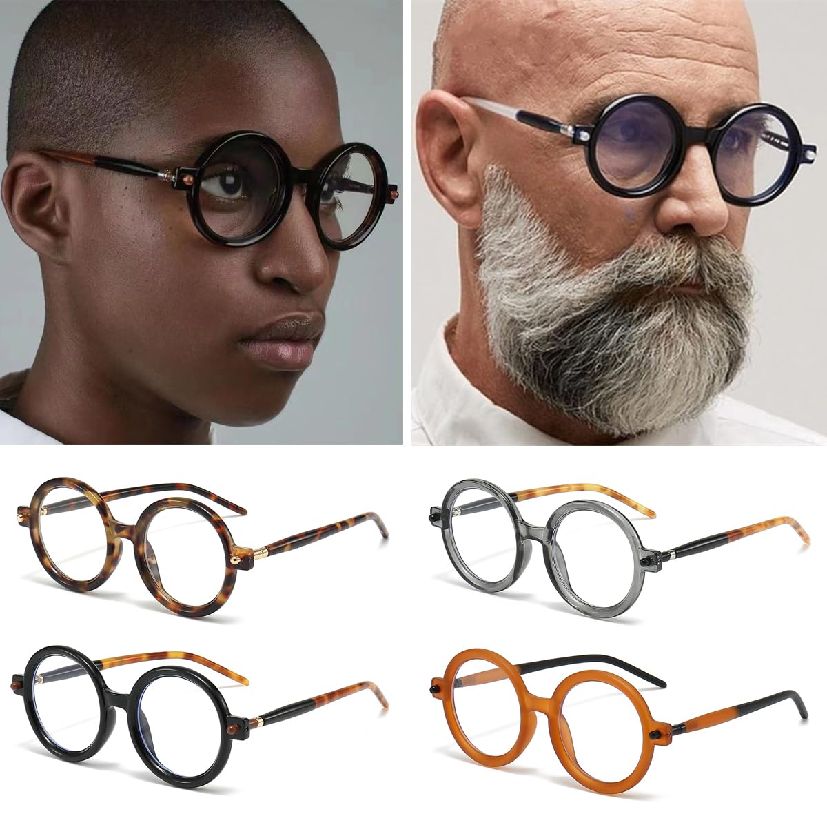JOVAKIT Retro Round Blue Light Glasses for Women Men Fashion 90s Round Frame Glasses Style Computer Eyeglasses (Tortoise)