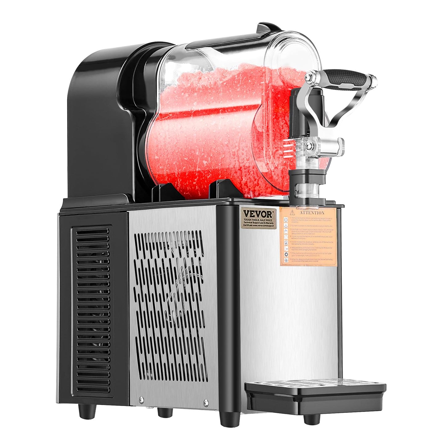 VEVOR Commercial Slushy Machine, 3L×1 Single Tank Frozen Beverage Maker, 12-Cup Stainless Steel Slushie Machine, Margarita Frozen Drink Smoothie Maker, for Restaurants, Bars, Cafes, and Food Truck