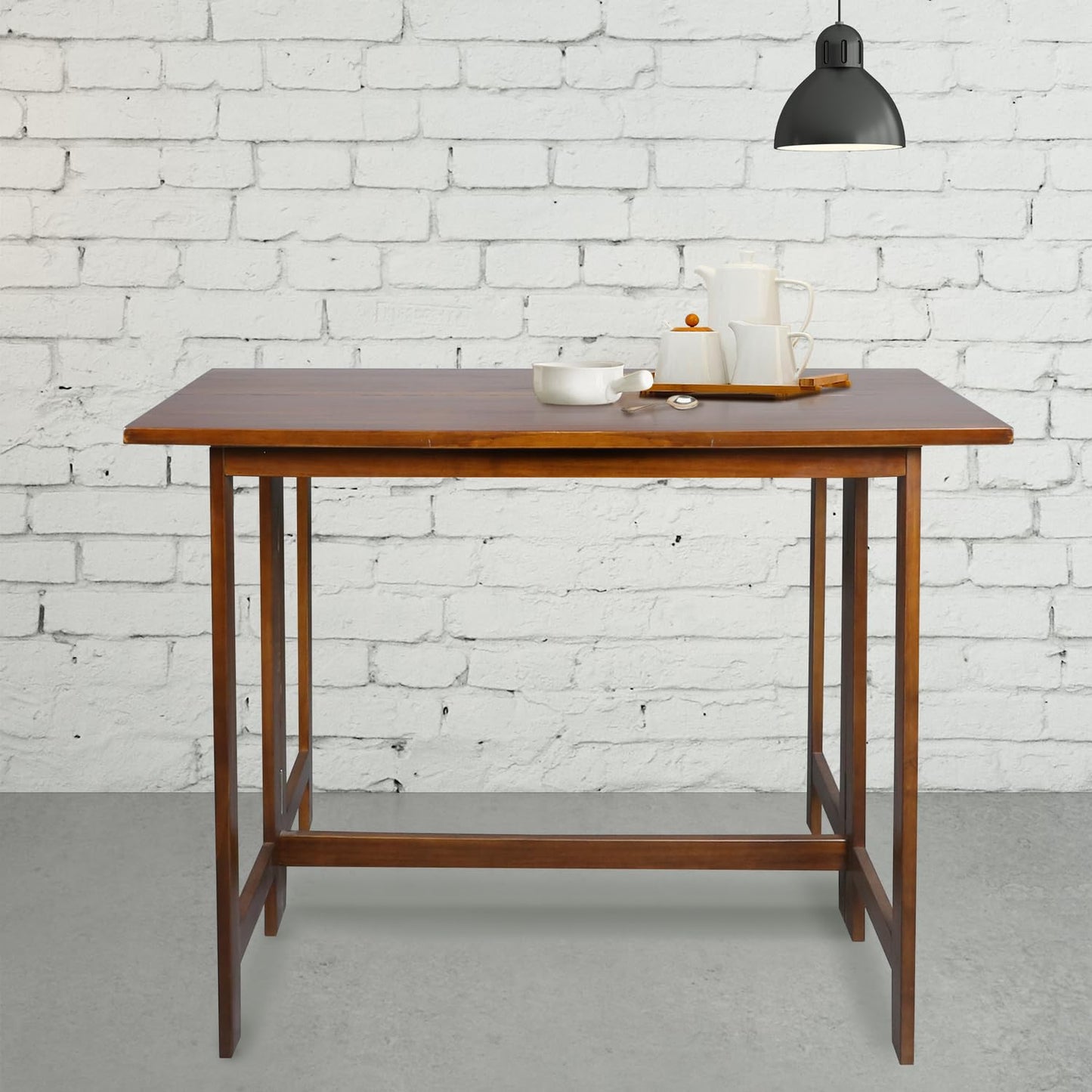 Solid Wood Flip-Top Folding Console to Dining Convertible Table