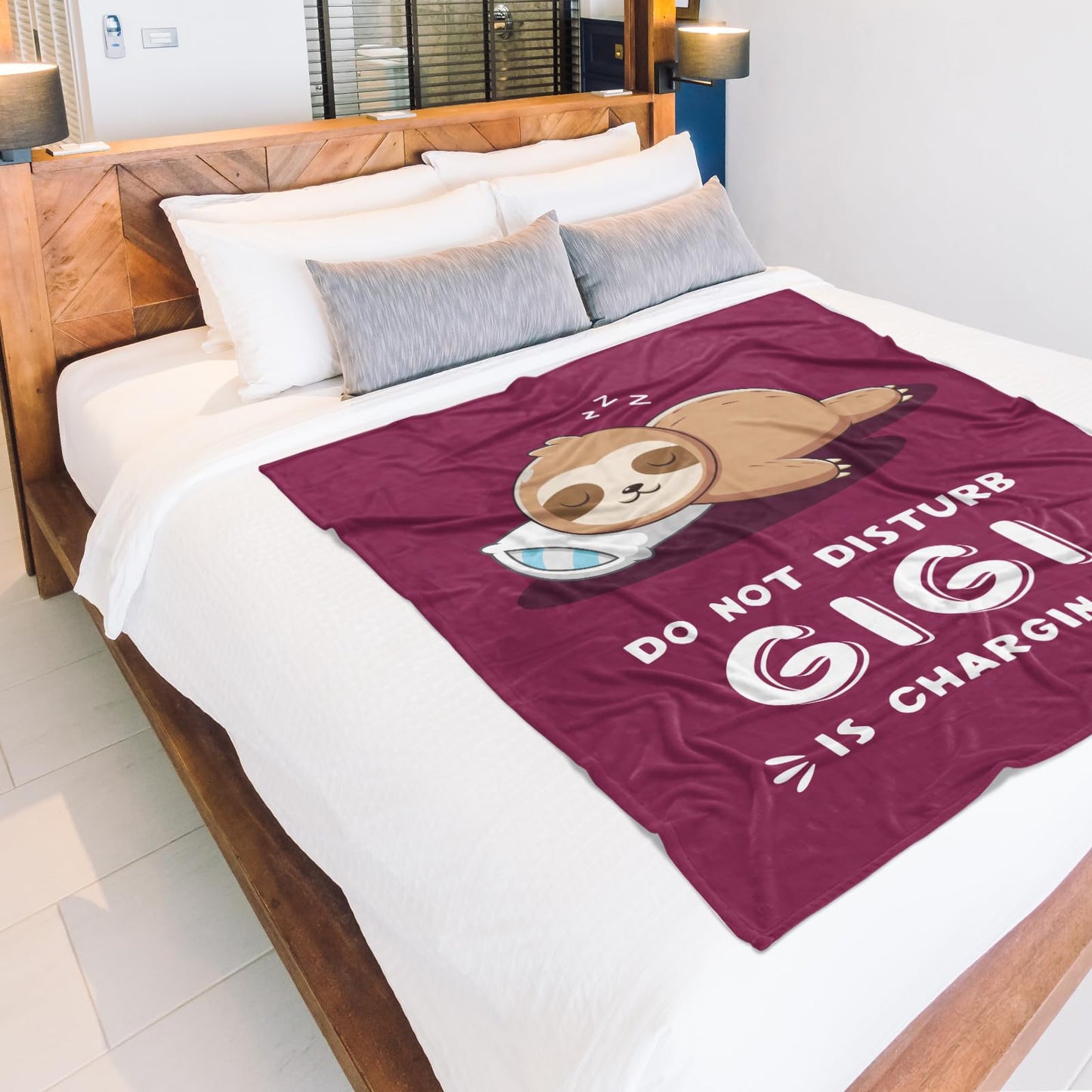 Gigi Gifts for Grandma, Gigi Birthday Gifts, Gigi is Charging Sloth Blanket, Gifts for Gigi from Grandkids, Gigi Gifts for Mothers Day Christmas, Super Soft Blankets for Gigi 60" x 50"