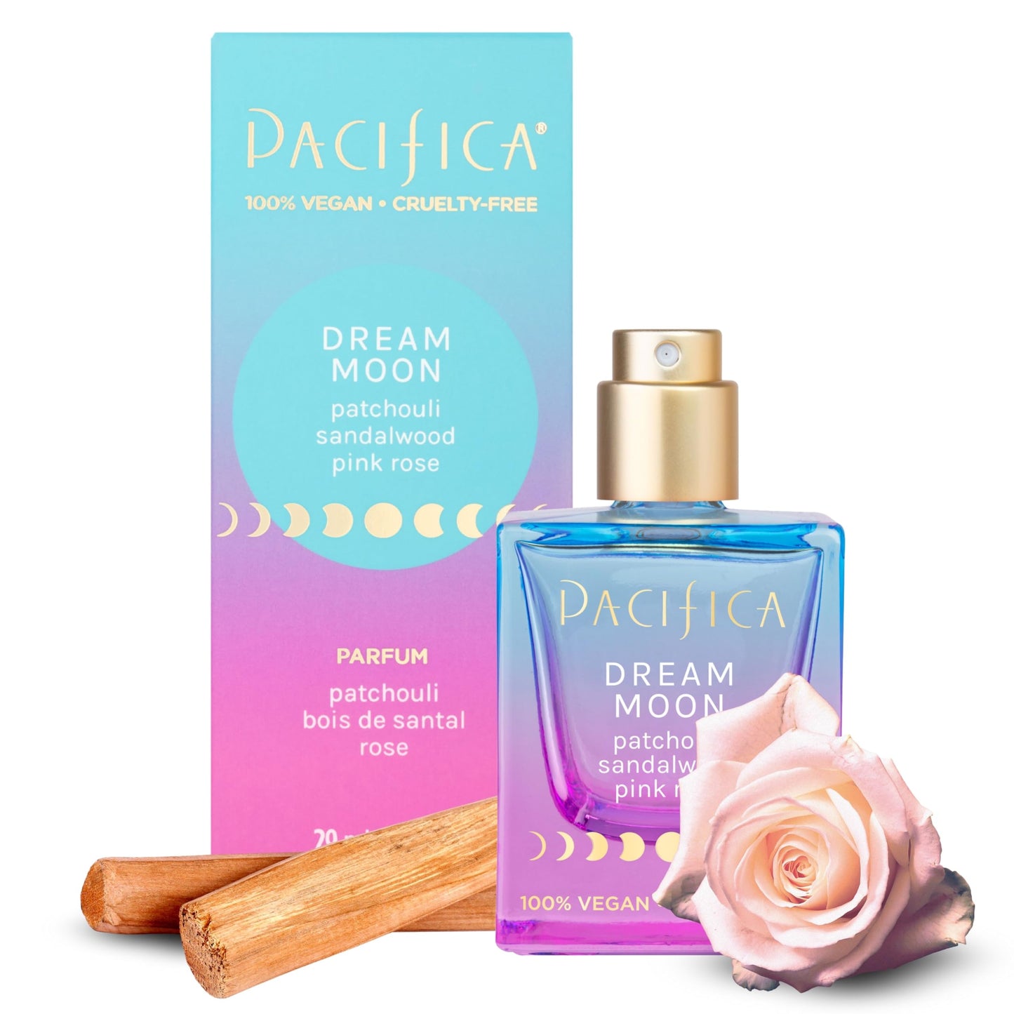 Pacifica Dream Moon Womens Spray Perfume 1 fl oz – Long-Lasting Floral Woody Fragrance for Her - Rose, Patchouli, Sandalwood – 100% Vegan, Cruelty-Free, Phthalate-Free Fragrance