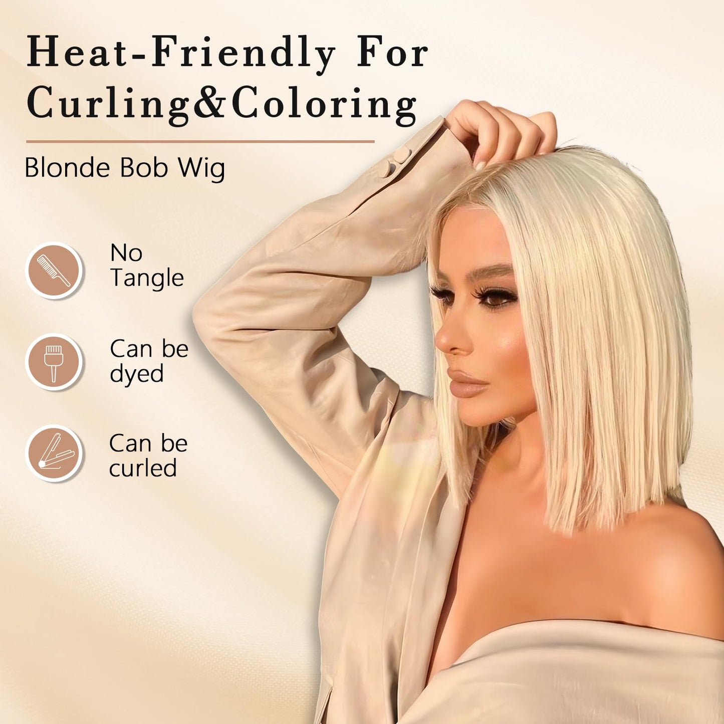 Geomone 16 Inch Blonde Bob Wig Human Hair 180 Density HD Lace Front Wigs Pre Plucked With Baby Hair 613 Bob Wig Human Hair 13x6