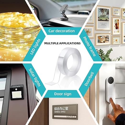 Double Sided Tape Heavy Duty 0.75in×20ft, Nano Tape Double Sided, Removable Traceless Two Sided Adhesive Tape, Clear Mounting Tape Double Sided Tape for Walls, Hanging Picture,Poster,Carpet