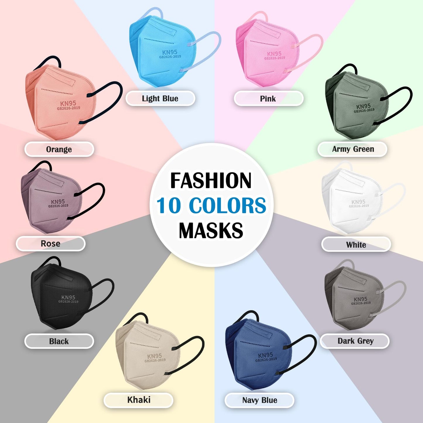 KN95 Face Masks Adults Disposable - 100 Pack KN95 Masks Protective Comfortable KN95 Masks 5-Layer KN95 Breathable Safety Face Masks & 5 Adjustable Mask Holder KN95 Masks 10 Colors