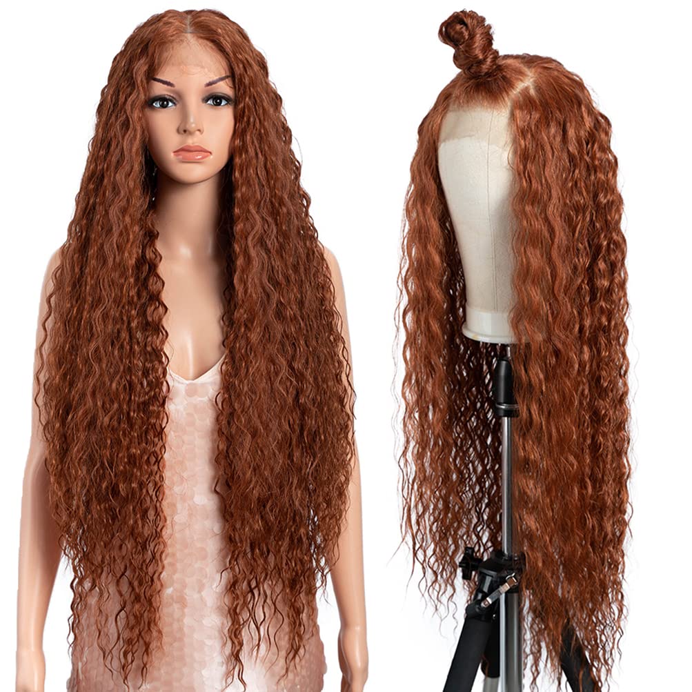 Style Icon 36 Easy-360 Lace Wigs 13x6 Free Part 13x6 Lace Frontal Wigs Super Long Curly Wig Synthetic Wig (36 Inches, 130T)