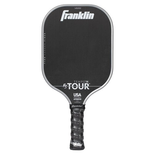 Franklin Sport Pro Pickleball Paddles - FS Tour Series Carbon Fiber Paddles - Official USA Pickleball (USAPA) Approved Racket - Tempo Pro Player - 14mm Polymer Core - Gray