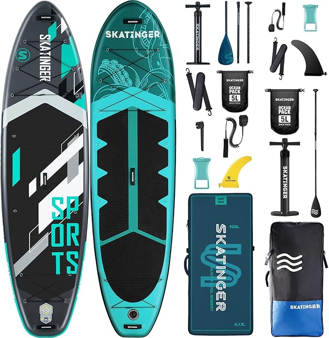Skatinger Sports & Octopus｜11'6"x35" & 11'x34 Super Wide Inflatable Stand Up Paddle Boards, All Accessories2, 100L Backpac...