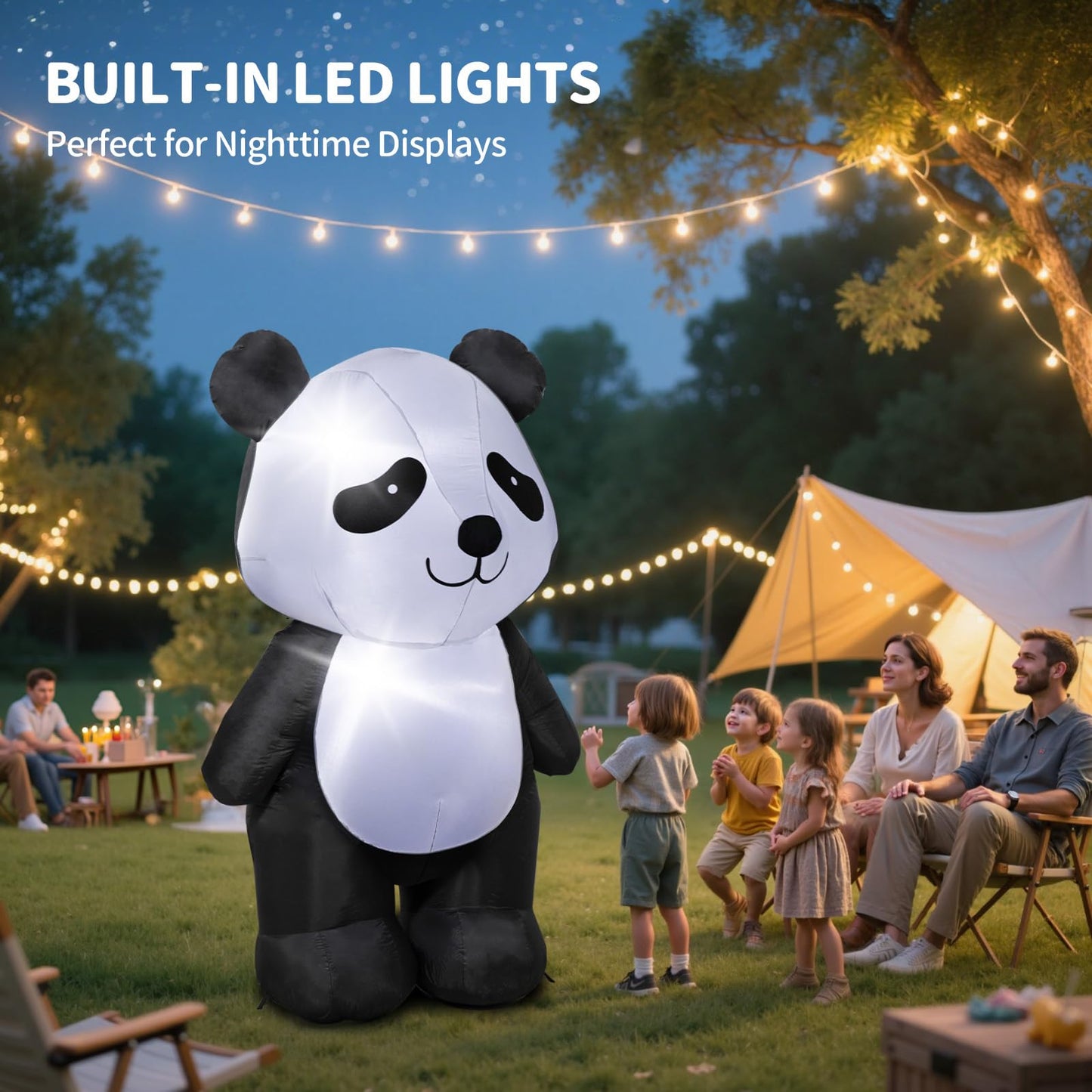 6 Feet Tall Inflatable Panda Decorations – Blow Up Outdoor Lawn Decor with LED Light, Cute Standing Panda Inflatable for Yard, Outside, Indoor, Holiday Party and Christmas Decorations